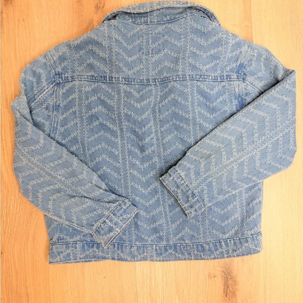 HAYDEN Girls Herringbone Blue Jean Jacket Size Small $65